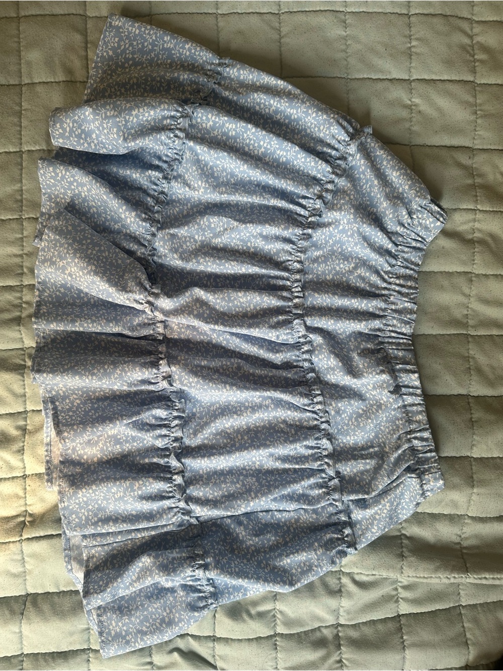 baby blue floral ruffle skirt